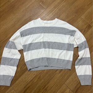 Striped Gray and White Knit Sweater